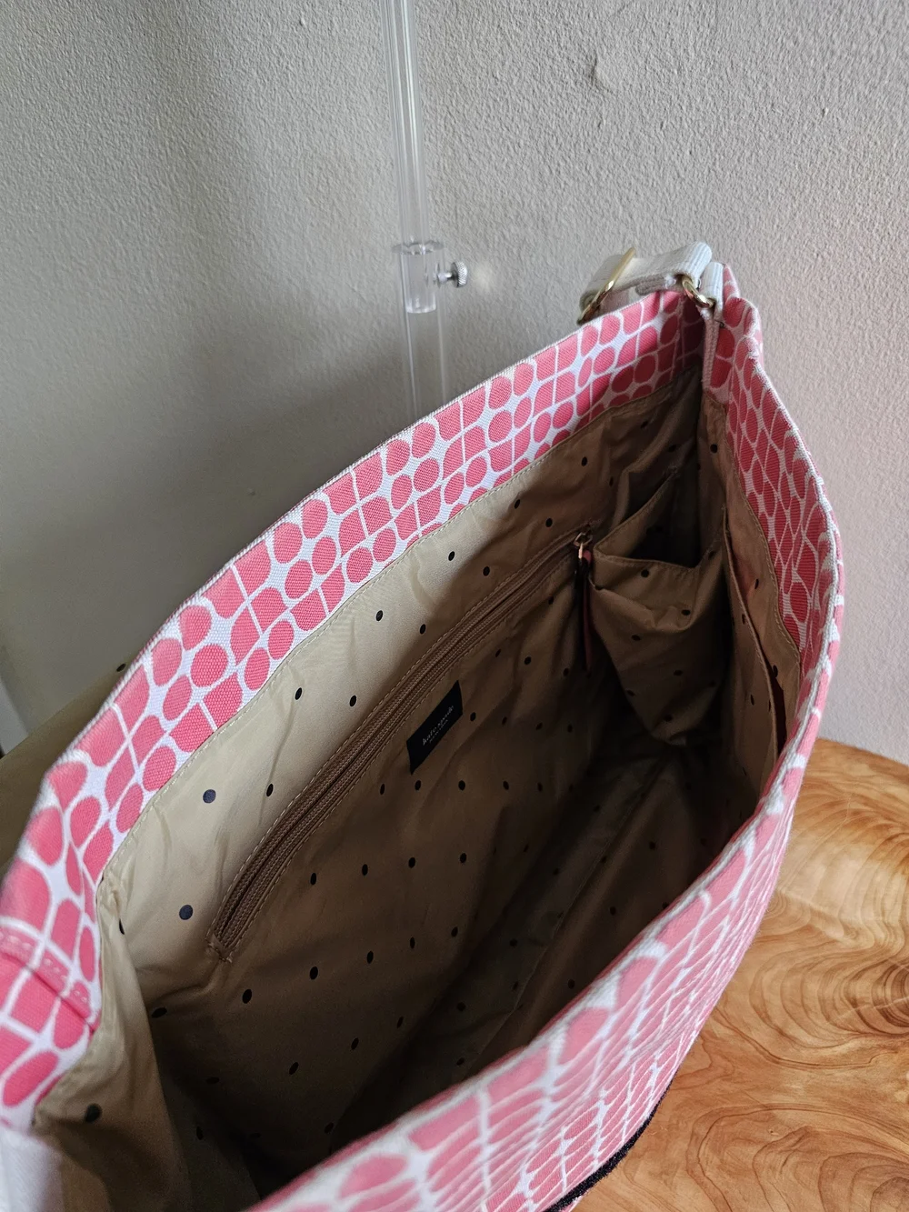 kate spade Pink Dot Messenger Bag with Beige Strap - Picture 5 of 7